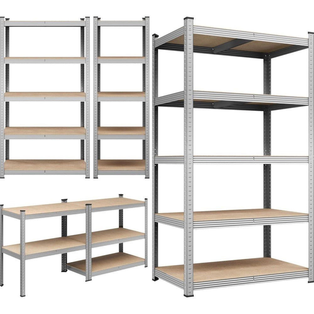 Estantería Multifuncional de 5 Capas | Estantería multifuncional de 5 pisos | adecuada para cocina, garaje, almacén o supermercado (1 o 2 unidades) | tamaño: 180x90x40 cm | convertible en mesa de trabajo | cubo de fibra de densidad media | muy adecuado pa