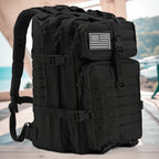 Mochila Táctica Negra de 45L para Deportes al Aire Libre, Senderismo y Excursionismo, Mochila Multifuncional con Cierre de Cremallera - Ideal para Senderismo de 3 Días, Trekking, Camping, Deportes al Aire Libre, Regalo de Cumpleaños