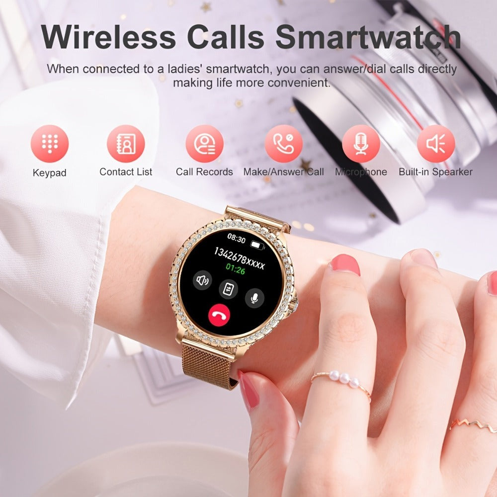 SIEMORL Smartwatch para Mujer con Pantalla Táctil Completa de 1.32 pulgadas, Smartwatch con Llamada Inalámbrica, Rastreador de Actividad Física con 20 Modos Deportivos, Diales Exclusivos, Relojes Inteligentes Impermeables para iPhone Android, Pulsera Depo