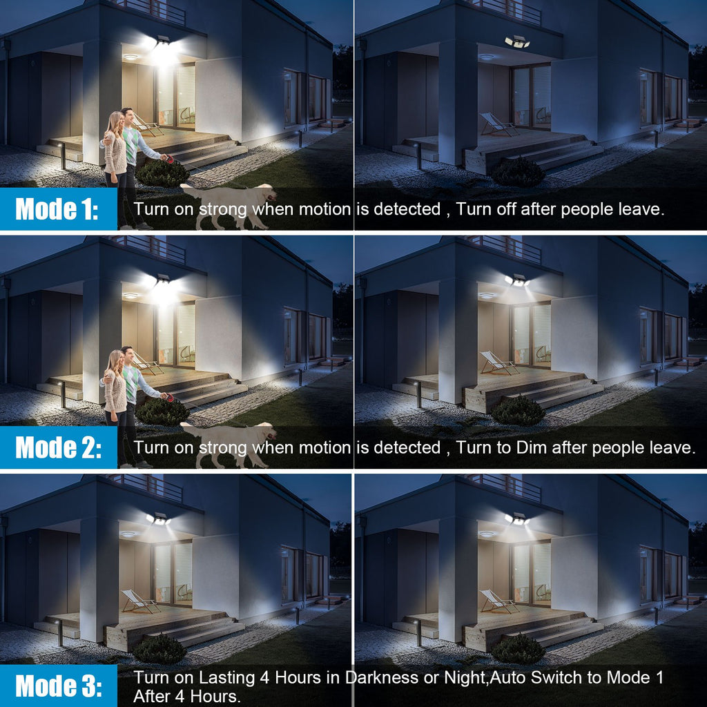 Luz solar LED con sensor de movimiento 2 piezas | Para jardín, patio, garaje y seguridad exterior