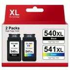 Paquete de 2 cartuchos de tinta de repuesto PG-540XL CL-541XL para Canon PIXMA TS5150 TS5151 MG3650 MG3650S MG3600, también se adapta a las impresoras MG4250 MG3350 MX475 MX530 - Negro y color