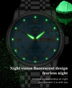 OLEVS Reloj de Lujo para Hombre, Diseño Elegante de Negocios con Diamantes de Imitación, Cuarzo Clásico de Acero Inoxidable para Hombre, Calendario Diurno Luminoso, Ideal para Regalos Románticos, Disponible en Esfera Azul/Negro/Blanco/Dorado