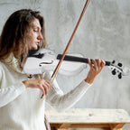 Violín de madera con arco, cuerdas, paño de limpieza y hombro - Elegante extremo blanco, incluye arco y accesorios para principiantes y profesionales, accesorios para violín, calidad profesional, diseño clásico, artesanía de alta calidad