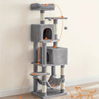 Torre rascadora para gatos 155 cm | Juego descanso y cuidado de las uñas