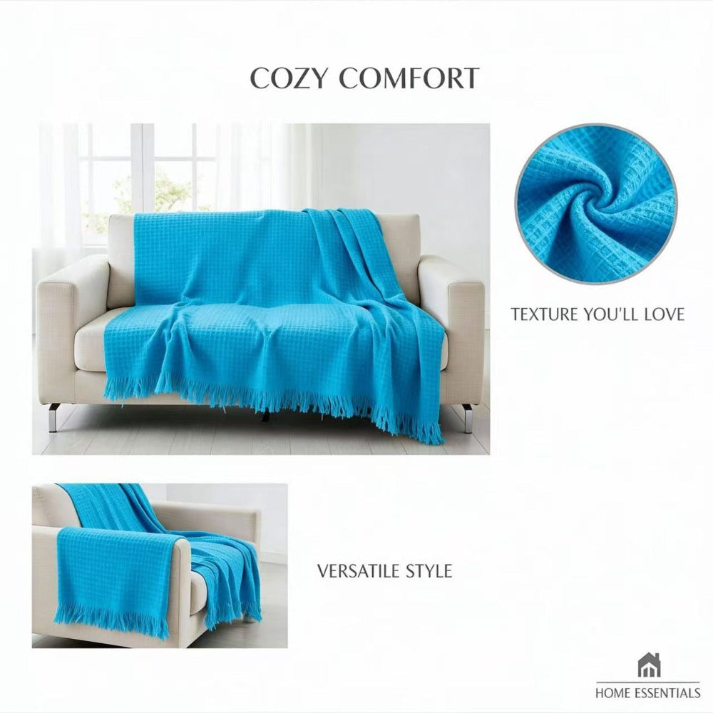 Colcha Multiusos de Algodón para Sofá y Cama, Manta Multiusos Four Seasons con Flecos, Cubresofá Elástico y Transpirable, Protector de Sofá Cubrecama Moderno