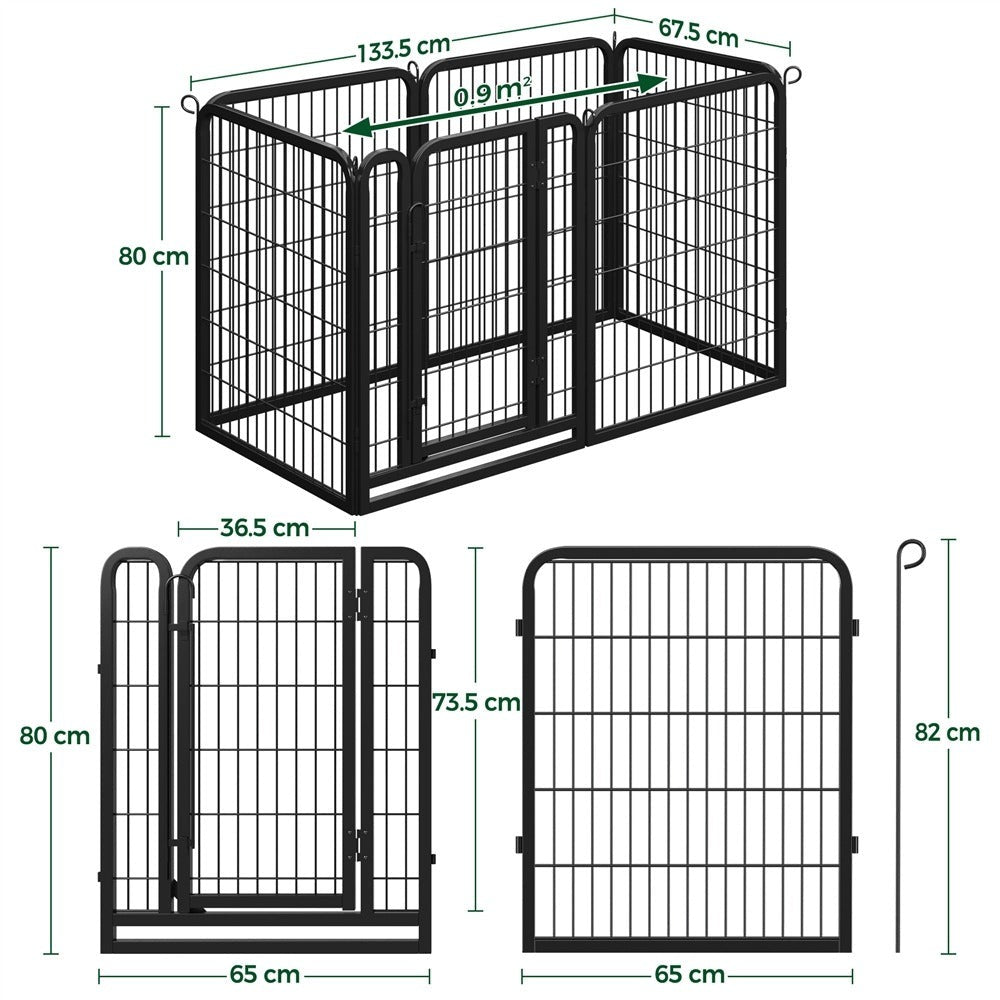 Corral para cachorros Costoffs de 65 cm de ancho x 80 cm de alto con paneles de malla, recinto plegable para perros con puerta y estacas de sujeción para uso en interiores y exteriores
