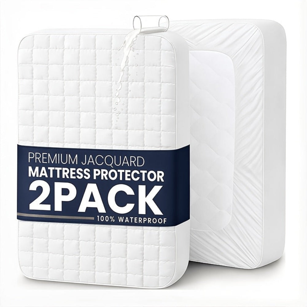 2 protectores de colchón impermeables, sábanas suaves y cómodas con bolsillos profundos para una excelente transpirabilidad. Para todas las estaciones. Adecuado para dormitorios, hoteles, ropa de cama de dormitorios, (fundas de almohada y rellenos de almo