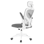 Silla de Oficina con Función de Inclinación de 105°, Silla de Oficina Ergonómica con Soporte Lumbar, Reposacabezas y Reposabrazos Ajustable, Silla Giratoria, Silla de Oficina de Altura Ajustable 120Kg, Blanca