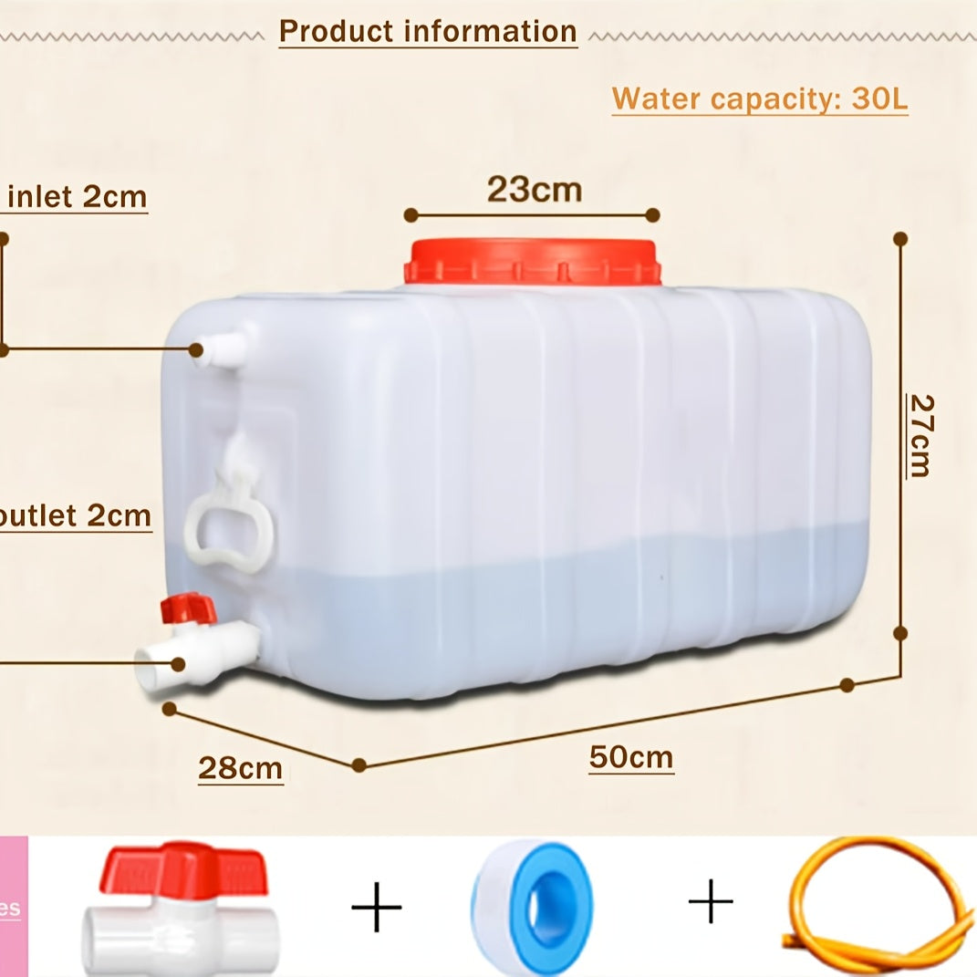 Tanque de agua de gran capacidad con grifo para uso doméstico y exterior 25L/50L/80L/110L/200L Cubo de almacenamiento de agua de plástico portátil y duradero