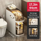 Armario de almacenamiento estrecho para baño de 5/4/3 niveles que ahorra espacio con cajones y soporte para papel higiénico - Organizador delgado independiente con estantes ajustables, construcción de plástico de alta calidad, armario de piso compacto par