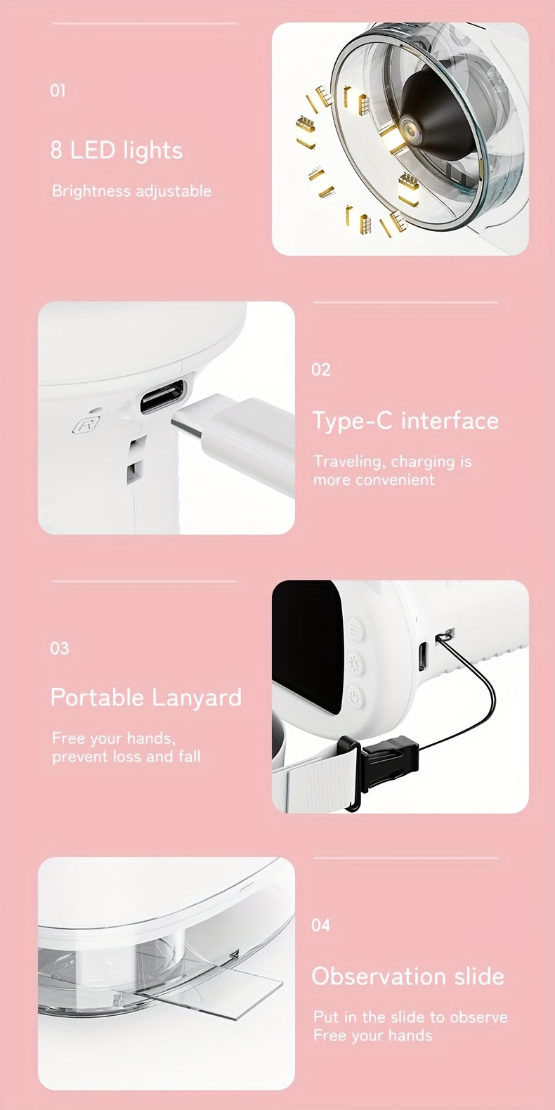 Microscopio digital portátil para niños 6.1cm portátil | Para aprendizaje, exploración y regalo