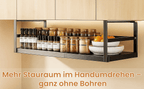Estante de almacenamiento ajustable para colocar debajo del mueble, organizador de cocina expandible de 45 a 63 cm, estante colgante de metal para especias, frascos, cuencos, organizador que ahorra espacio para cocina, despensa o baño, estantes multiusos