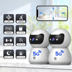 Cámara WiFi de doble banda 5G, monitoreo de seguridad sin varillas para el hogar 1080P - Cámara de seguridad con alarma y seguimiento giratorio de 355° con visión nocturna, control remoto por smartphone, un buen asistente de hogar para uso en interiores,