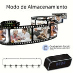 Cámara de reloj HD 1080P con gran angular de 110 grados y visión nocturna, grabación en bucle y funciones de alarma avanzadas. Cámara de reloj de escritorio WIFI6 con control por aplicación. Adecuada para monitoreo de seguridad interior en hogares, interi