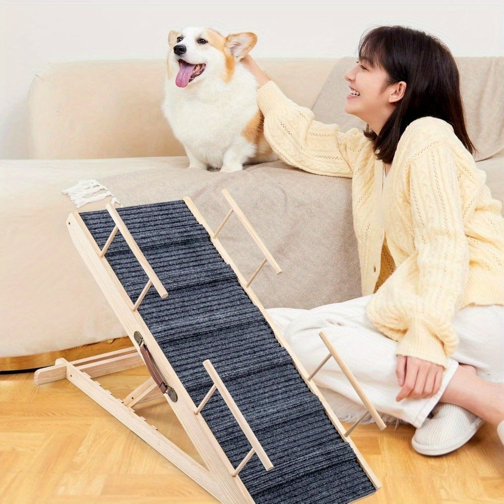 Escaleras y Rampas para Perros Plegables y Ajustables en Altura, Antideslizantes, Capacidad de Carga Hasta 80 kg, Rango de Ajuste de Altura de 30 cm a 60 cm