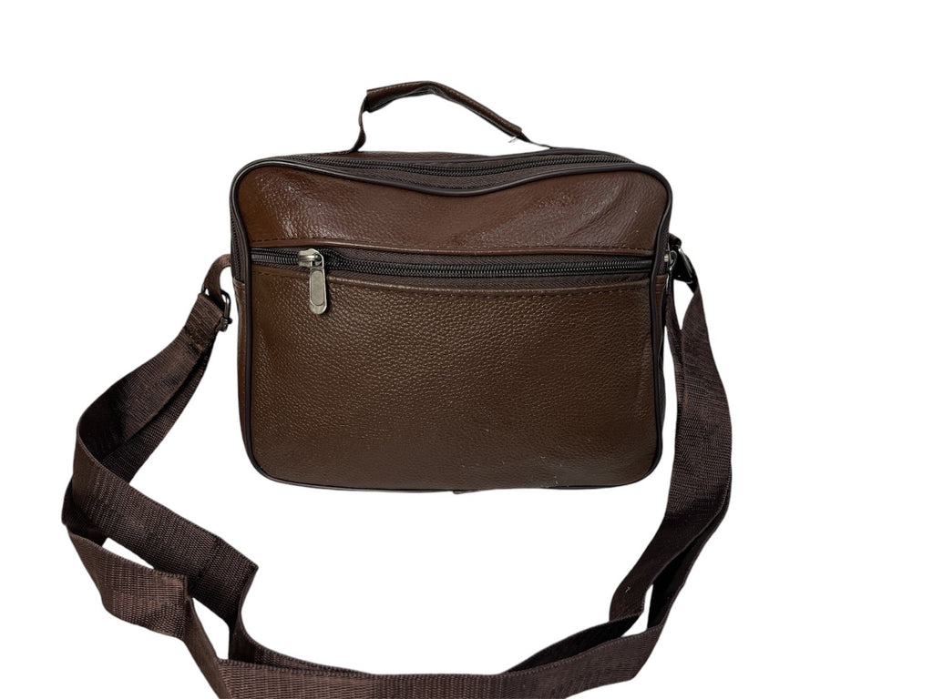 MEJORADA DL-71 Bolso de hombro de cuero genuino para hombre, bandolera horizontal de piel auténtica multibolsillo para hombre