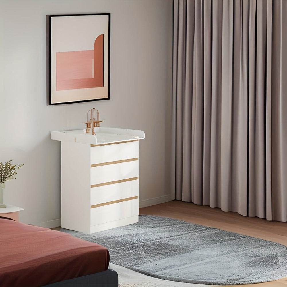 1 unidad de cajones de almacenamiento con 4 cajones grandes, puede usarse como organizador, cómoda, mueble para el hogar, con estantes extraíbles, puede ser mesa de noche, dormitorio, sala de estar, baño, blanco, 110x80x75 cm, decoración de Pascua, Regalo