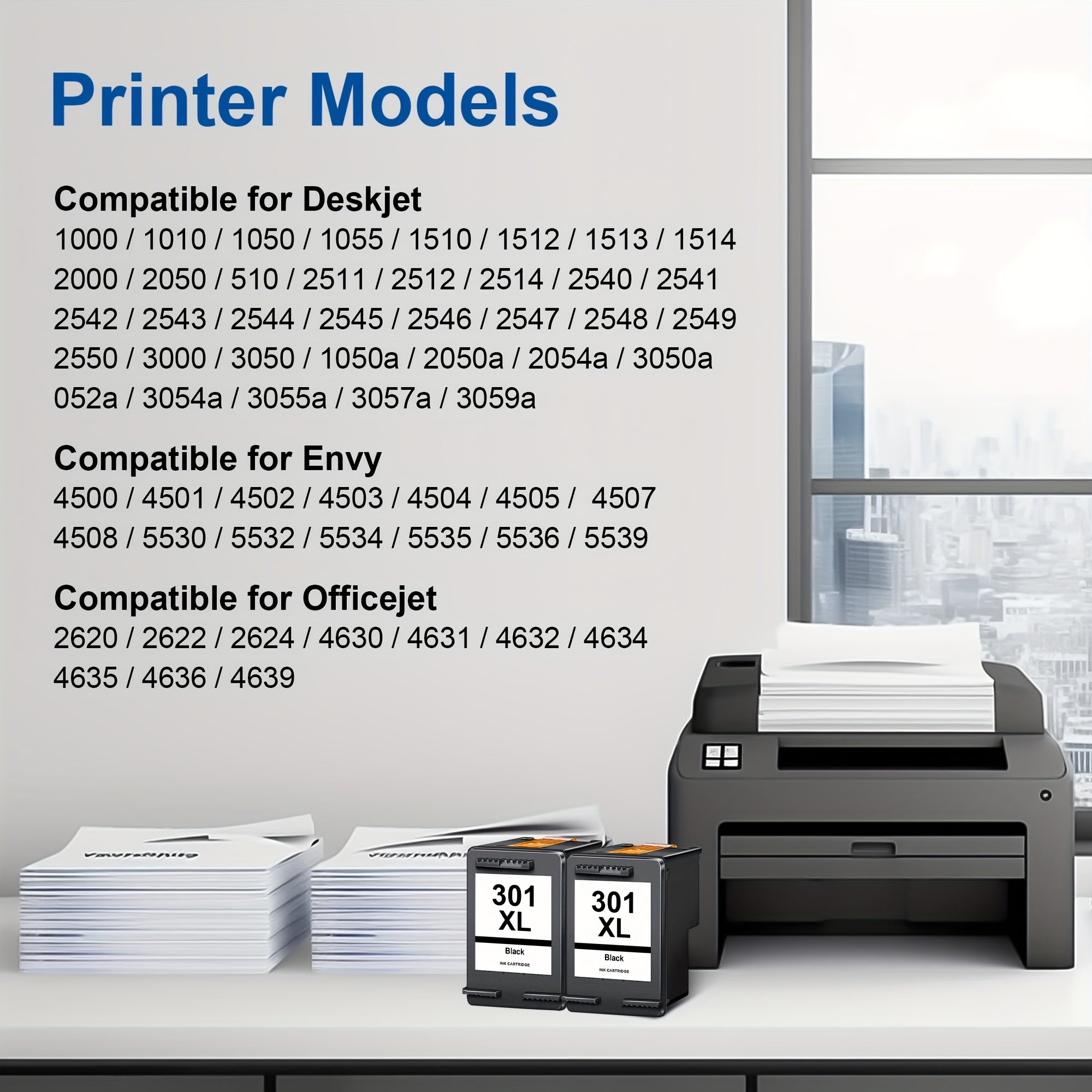 Cartucho de tinta | Cartuchos de Tinta Negra Alto Rendimiento 301XL Reacondicionados para HP 301 XL, Compatibles con Impresoras Deskjet 1000 1010
