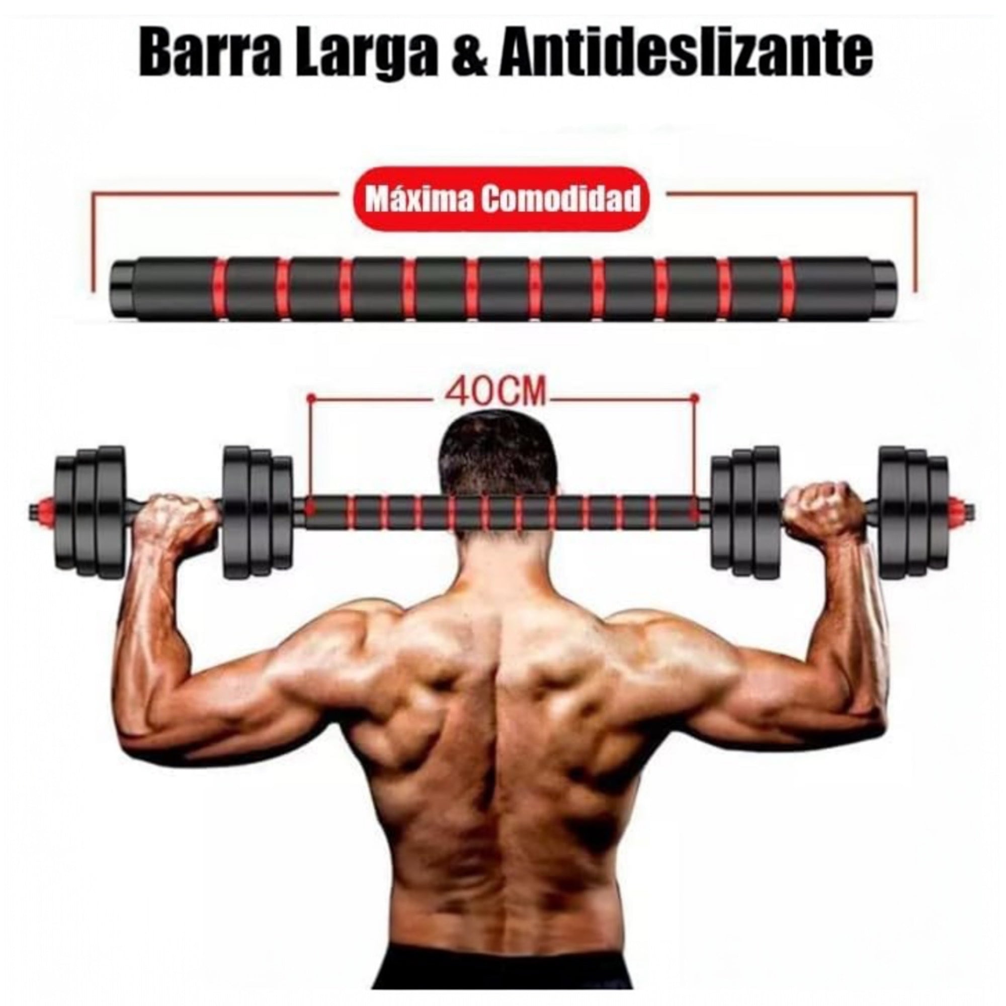 Conjunto de mancuernas ajustables 2 en 1, con barras, multifuncionales 10KG-15KG-20KG-30KG. Conjunto de pesas con conexión de barra combinable libremente, 10/15KG/20KG/30KG... Ajustable, mancuernas cortas y largas, cierres en forma de estrella y tubo de c