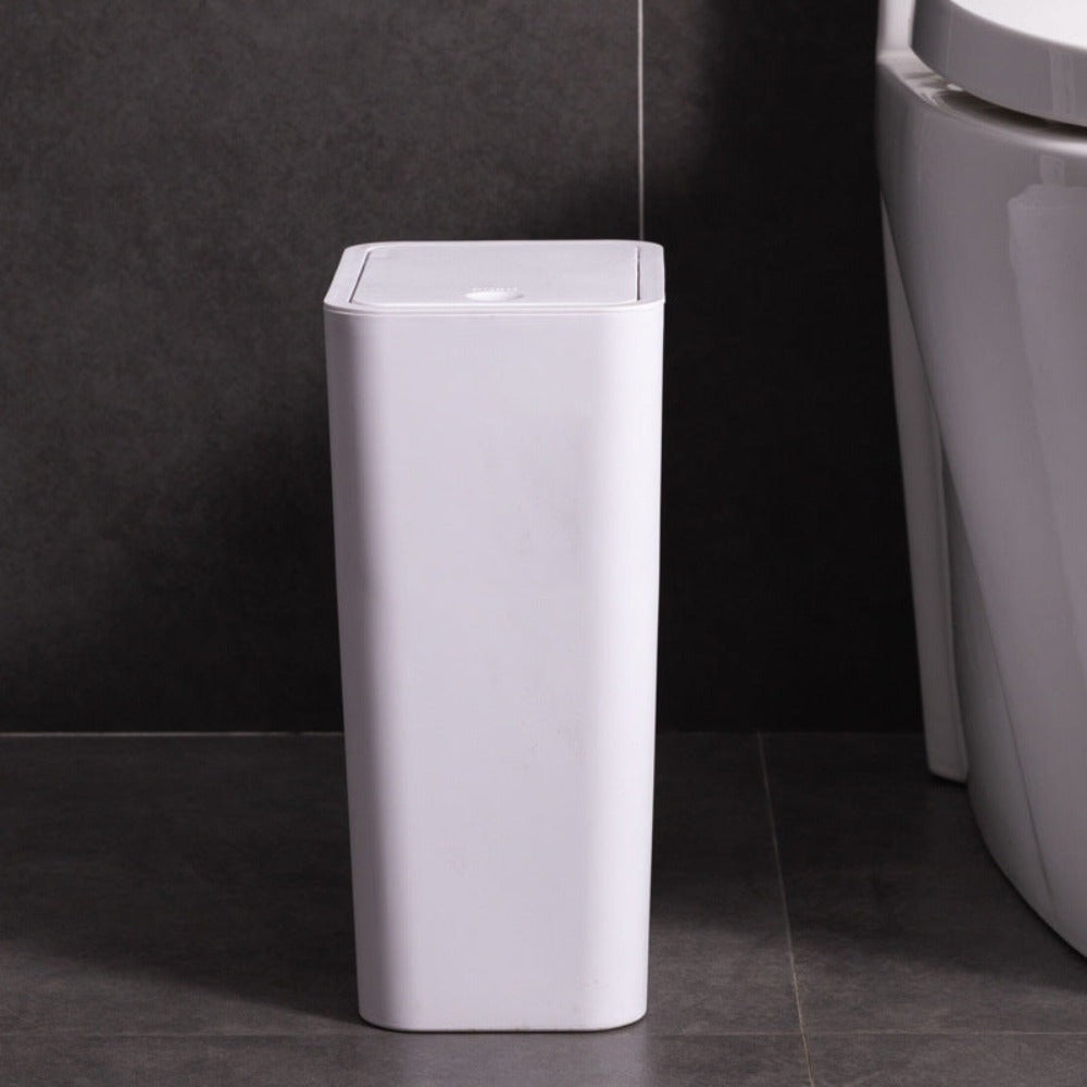 Bote de basura para baño con tapa, 10L / 15L de Capacidad - pequeño cubo de basura con tapa desplegable, Cubo Basura para Oficina, Habitacion, Cocina - Negro/Blanco/Gris