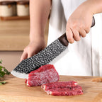 Juego de 8 cuchillos japoneses de acero inoxidable 5Cr15, juego completo de cuchillos de cocina de alta calidad: cuchillo de chef, cuchillo de carnicero, cuchillo de cocina para verduras, con mango de madera y bolsa de nailon, para regalos de mujeres y ho