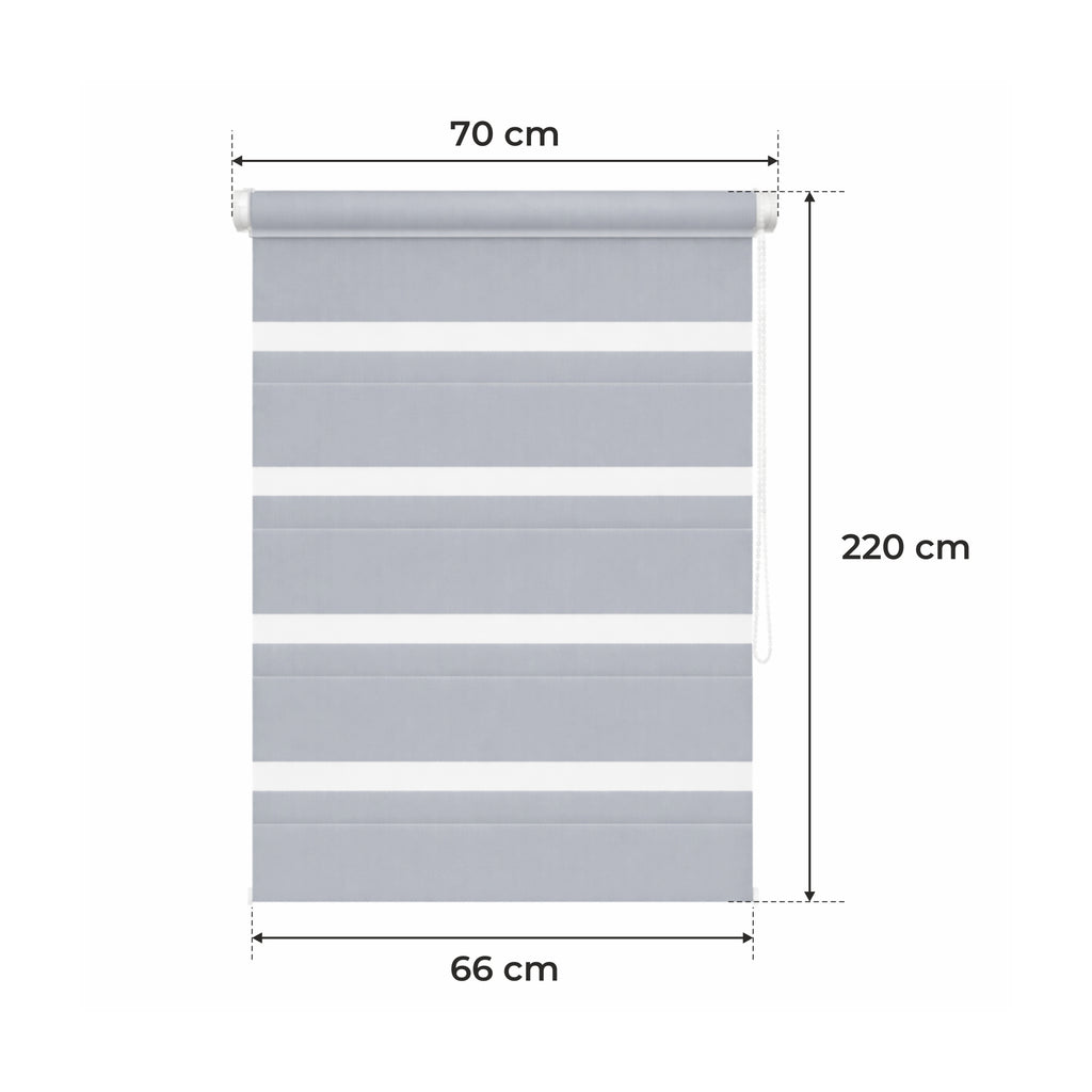 Persiana Día y Noche - Gris Claro - 32 Tamaños - BOJANEK Día y Noche - Instalación No Invasiva, Sin Necesidad de Taladrar, Ajuste por Cadena, Soportes Ajustables para Diferentes Grosos de Ventanas, Diseño Moderno, Protección de Luz y Privacidad, Perfecta