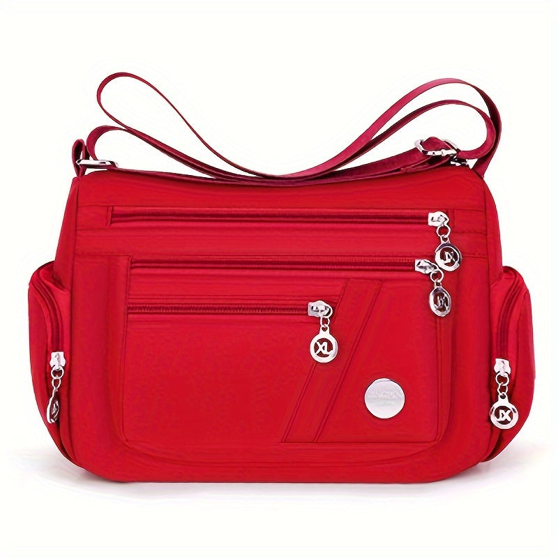 Lingzhikang Bolso Bandolera Unisex Casual - un Bolso de Hombro Espacioso con Múltiples Bolsillos y Correas Ajustables, Hecho de Forro Ligero y Duradero. La Versión Negra Presenta Detalles de Borlas