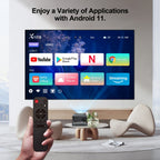 Proyector Portátil Inteligente con Android 11 Integrado, WiFi y Bluetooth 5.0, Control por Voz, 130 Lúmenes, Soporte 4K y 720P Nativo, Compatible para Cine en Casa, Proyector para Cama, Oficina, Proyector Portátil