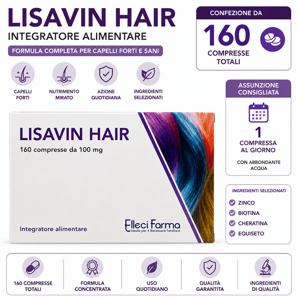 Lisavin Hair - Suplemento Alimenticio con Queratina, Biotina, Zinc y Cola de Caballo - 160 Micro Tabletas