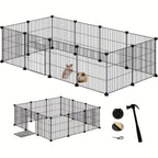 Barraza Compacta para Mascotas Pequeñas - Fácil de Instalar, Recinto Robusto y Expandible con Entrada para Uso Interior/Exterior - Ideal para Cachorros, Conejitos, Gatitos y Más