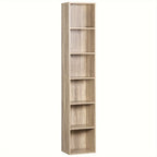 1pc Estantería con 6 Compartimentos, Estantería Cúbica Independiente, Estantería Vertical, Estante de Oficina, Estante de Almacenamiento, Estante para Archivos, Hecho de Material de Madera, 30x158,5x24 cm (Ancho x Alto x Grosor)