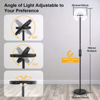 Lámpara de pie para sala de estar, 36 W LED con control remoto, doble anillo giratorio de 312°, luz ajustable de 1900 K a 6500 K, 3 modos de iluminación, adecuada para lámparas de pie modernas en dormitorios, oficinas y hoteles, 192 cm, negro