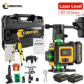 Nivel Láser Verde 4D de 16 líneas con retícula horizontal y vertical de alta precisión, rotación de 360°, nivelación automática y es un nivel láser multifuncional para medición precisa. Equipado con dos baterías de litio de 2400mAh/3600mAh