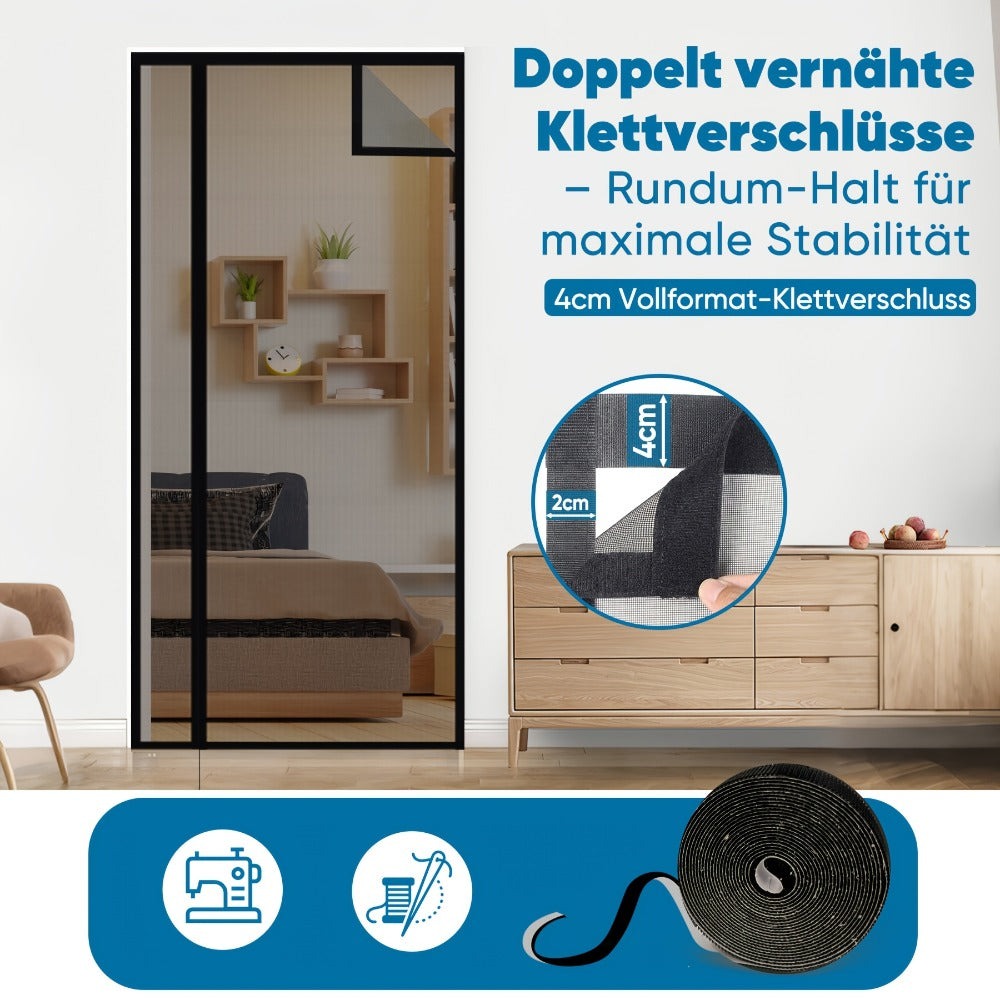 Cortina mosquitera magnética de fibra de vidrio contra arañazos de gatos, protección contra insectos para apertura lateral, mosquitera magnética para puerta de balcón, fácil instalación, sin taladrar, 85x200cm, negra