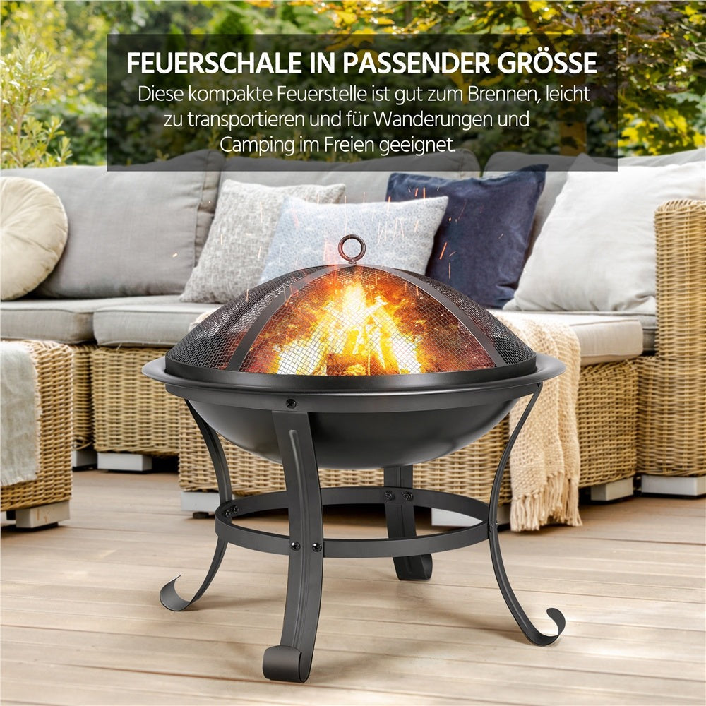 Costoffs Fogón de fuego con protector de chispas y gancho para olla, hoguera y cesta de fuego para exterior