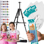 Set de Pintura Artística Artmaker con Caballete de Aluminio de 170 cm, Estuche y 3 Lienzos de Pintura de 24x30 cm, Incluye 12 Pinturas Acrílicas de 12 ml Cada Una, 10 Pinceles y Paleta de Pintura – Kit Completo de Pintura para Niños, Adolescentes y Adulto