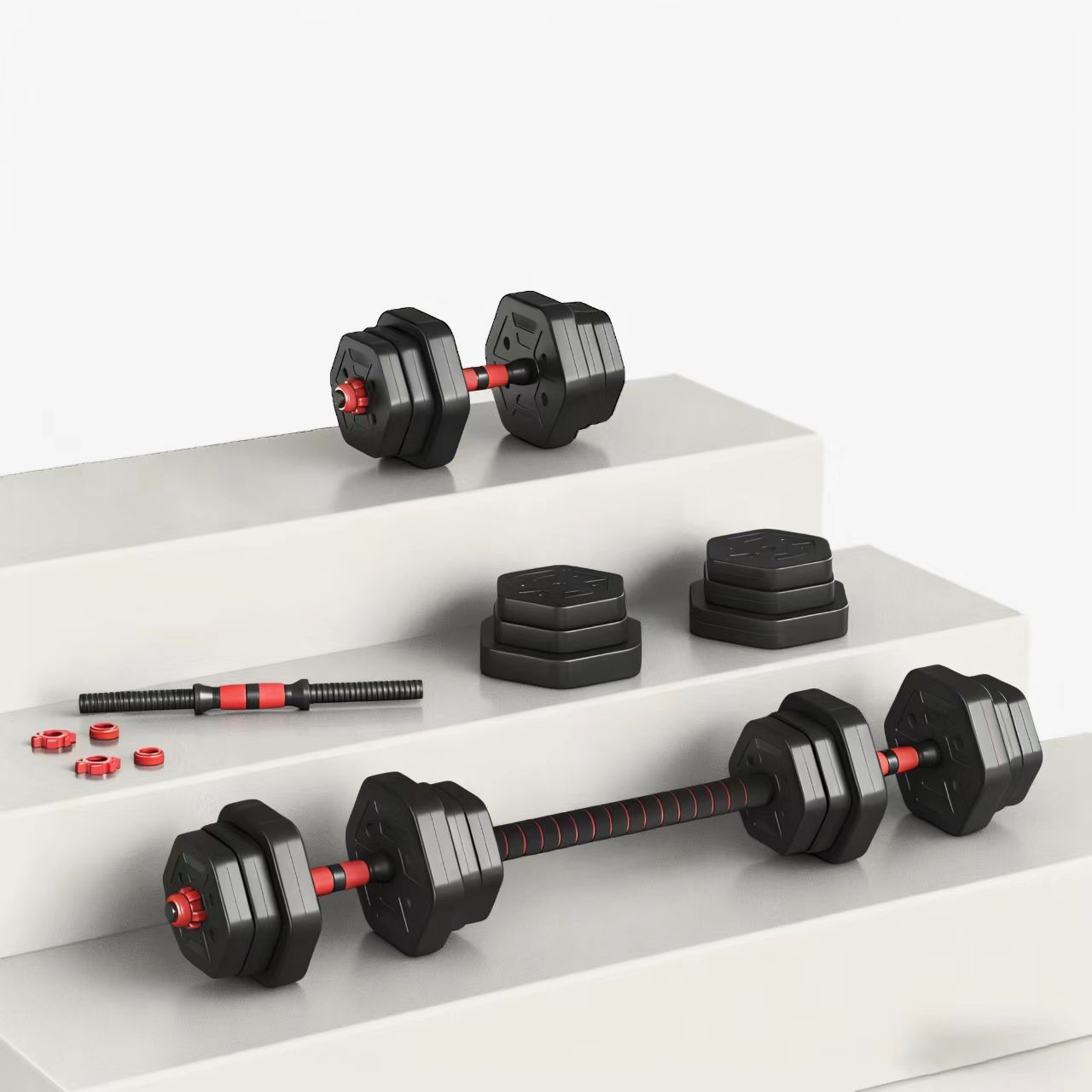 Juego de mancuernas ajustables,Forma Octogonal, pesas ajustables y agarre cómodo, equipo de entrenamiento para entrenamientos versátiles en casa y gimnasio, unisex
