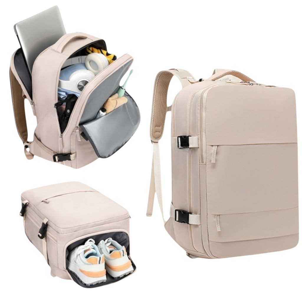 Mochila de Viaje para Cabina de Avion 45x30x20 para Vuelo Barato Equipaje de Mano y Espaciosa con Compartimento para Zapatos y Mochila Antirrobo Multifuncional para Viajes 2210.