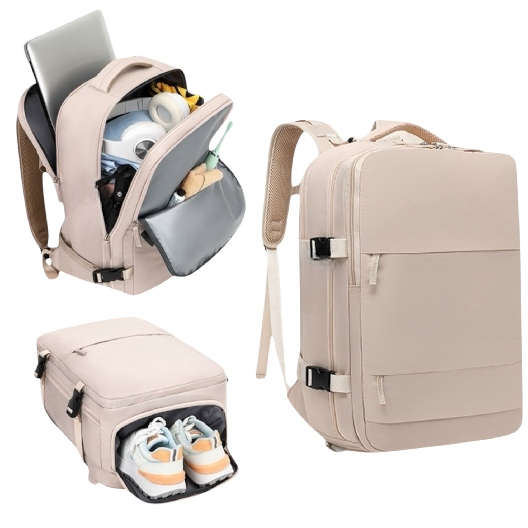 Mochila de Viaje para Cabina de Avion 45x30x20 para Vuelo Barato Equipaje de Mano y Espaciosa con Compartimento para Zapatos y Mochila Antirrobo Multifuncional para Viajes 2210.
