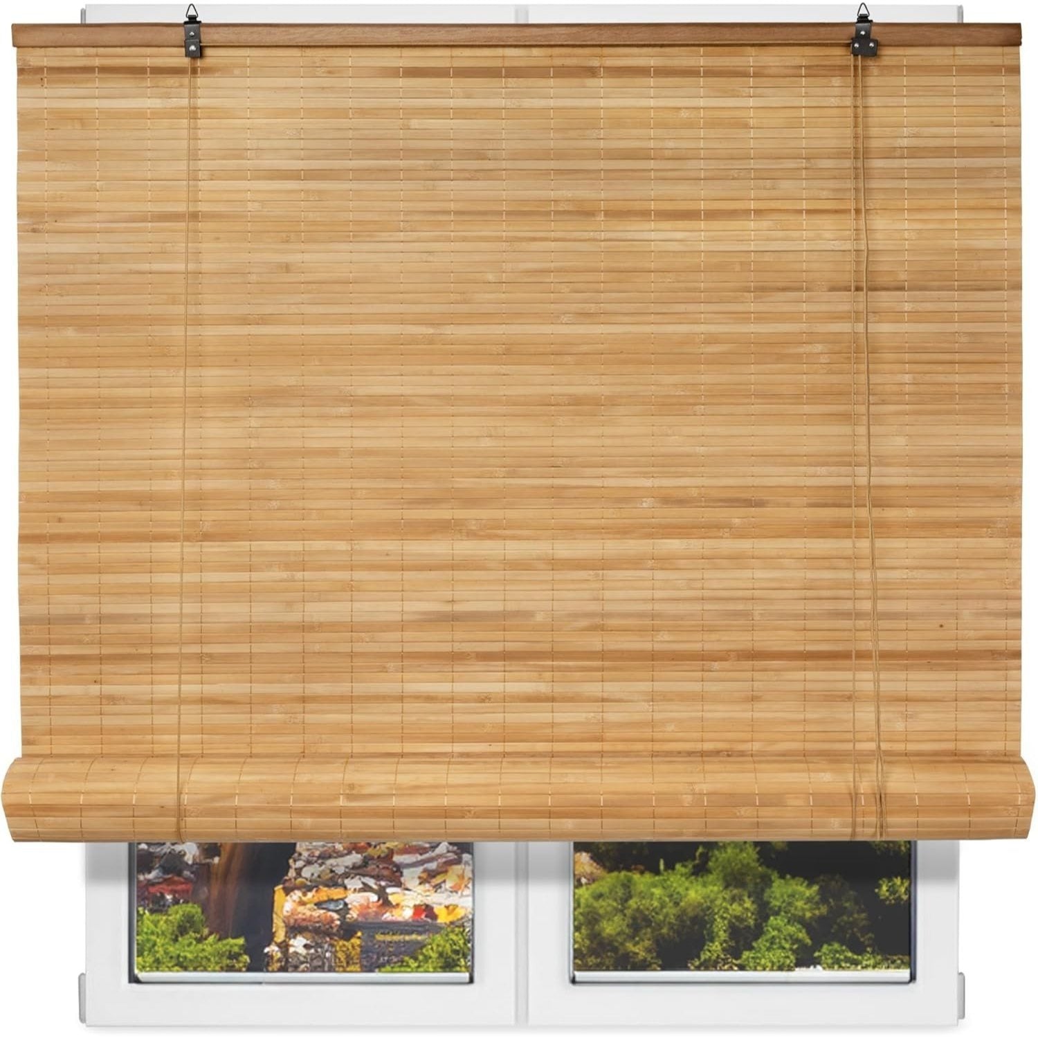 NQT Persiana Estor Enrollable de Bambú Natural, Protección Solar y Privacidad para Ventana