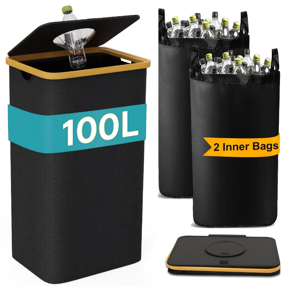 Cubo de recolección de residuos doméstico de tela Oxford 900D, cubo de basura de cocina de gran capacidad de 70/100 litros, colector de botellas plegable, caja de almacenamiento para juguetes variados, contenedor de recolección, adecuado para las necesida
