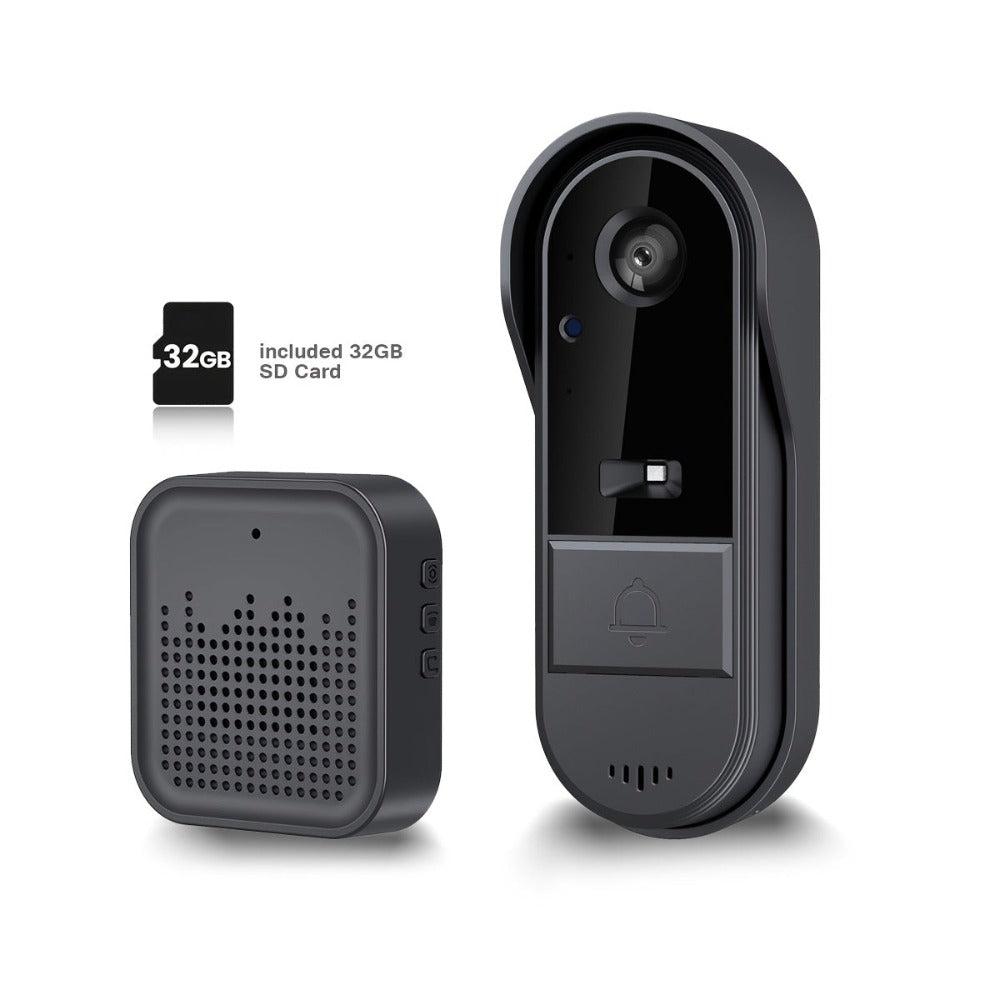 Cámara de Timbre WiFi Inalámbrica con Audio Bidireccional - Resolución HD, Timbre Visual WiFi con Cámara, Timbre Inteligente Inalámbrico Visual - Cámara de Timbre WiFi para Puerta, Visión Nocturna, Cambiador de Voz, Grabación de Fotos y Vídeos, Batería de