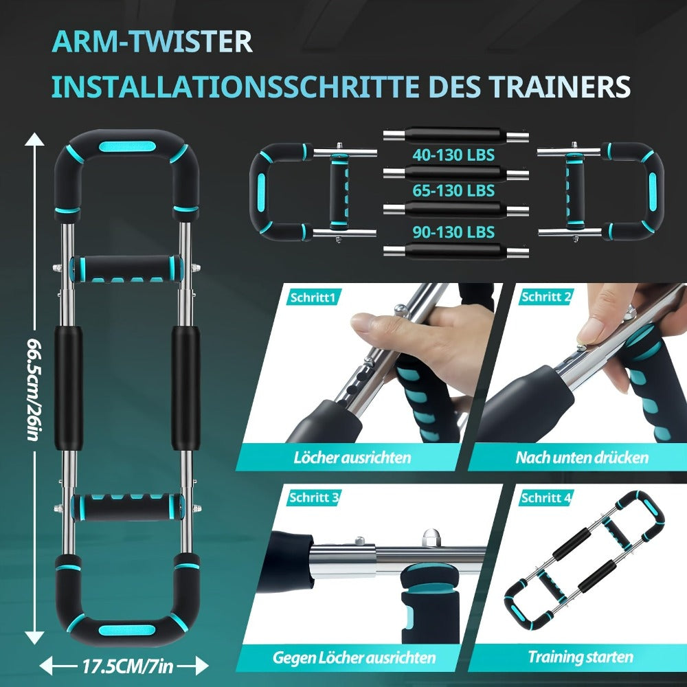 Barra de entrenamiento de fuerza para brazos ajustable, dispositivo de ejercicio para brazos de 27.22-40.82KG, equipo de fitness de dos cabezas con diseño desmontable, adecuado para fitness/equipo de fitness/barra de fuerza para brazos, equipo de gimnasia