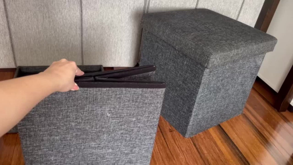 Reposapiés otomano de almacenamiento, taburete plegable para pies, caja de almacenamiento, taburete para el hogar, taburete para pies, banco, caja grande para guardar ropa de lino