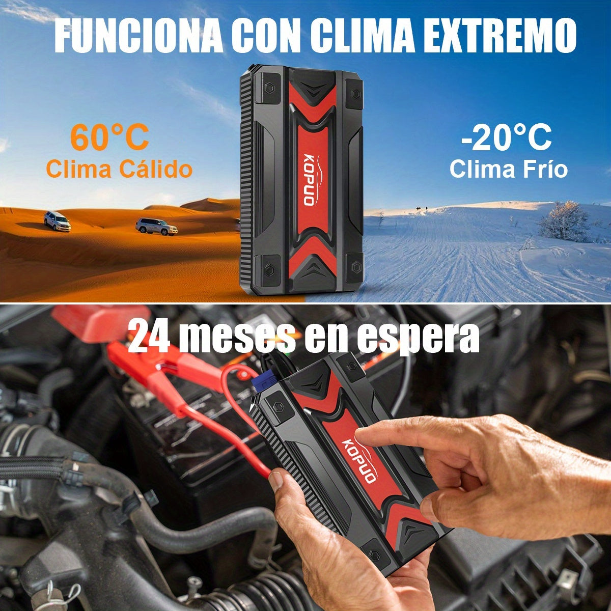 Arrancador de Coche - 12V 3000A Pico, Inicia 6.0L Gasolina/5.0L Diésel en 3s. Carga Rápida USB-C PD para Teléfonos/Portátiles. Linterna LED (SOS/Estroboscópica). Para Coches, SUV, Camiones, Motos, Barcos. Ideal para Viajes, Camping, Invierno, Baterías Mue