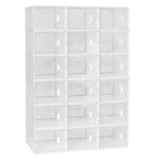 1pc Zapatero, con 18 Cajas Apilables para Zapatos, Sistema de Estantes para Zapatero con Cierre Magnético, Estante de Plástico DIY, 25x19x35cm, Blanco Transparente