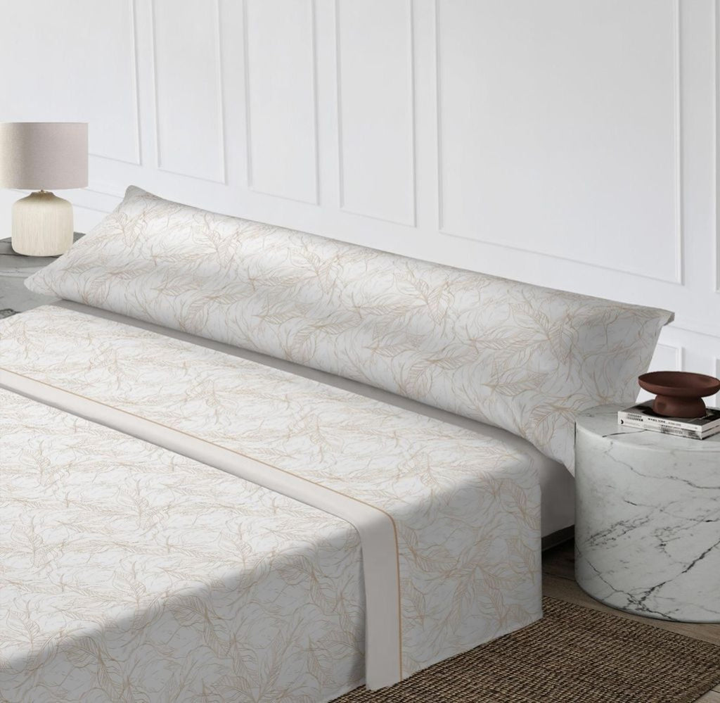 Juego de cama de tres piezas apto para todas las estaciones, que incluye una sábana, una sábana ajustable y fundas de almohada. Medidas: 90 cm, 105 cm, 135 cm, 150 cm y 180 cm.