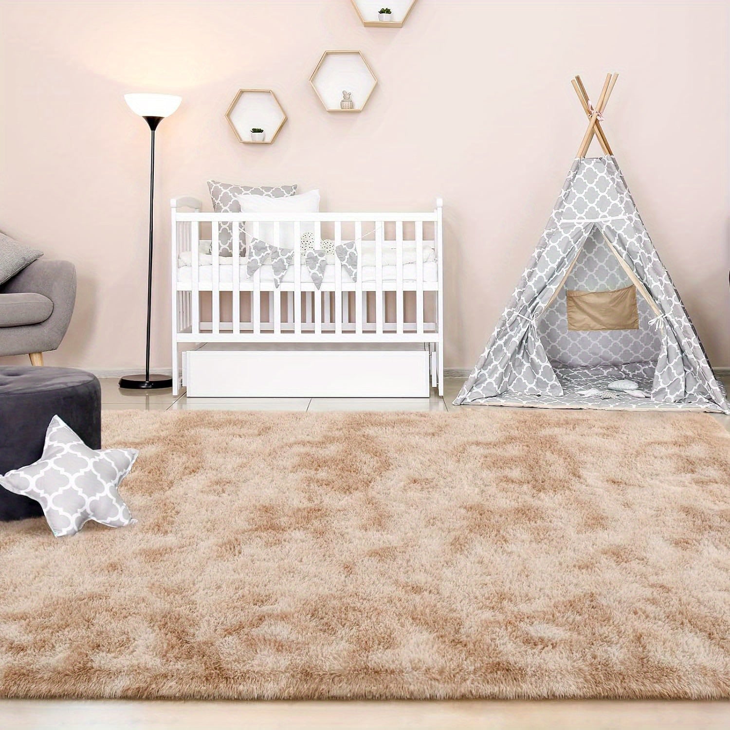 1 alfombra suave de felpa, alfombra de felpa antideslizante, alfombra suave de felpa para mesita de noche, alfombra tie-dye para sala de estar, decoración del hogar, alfombra para dormir mascotas, alfombra para dormitorio y sala de estar, decoración de la