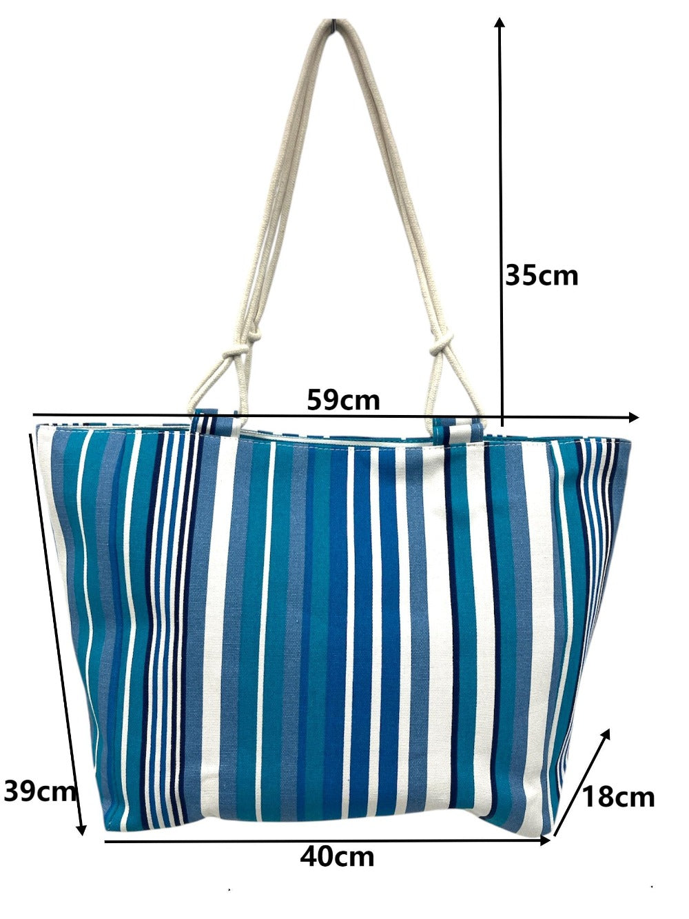 TOTE BAG Grande Rayas Multicolor – BOLSO DE PLAYA de Lona con Asas de Cuerda, Capacidad Extra, 6 Colores Disponibles