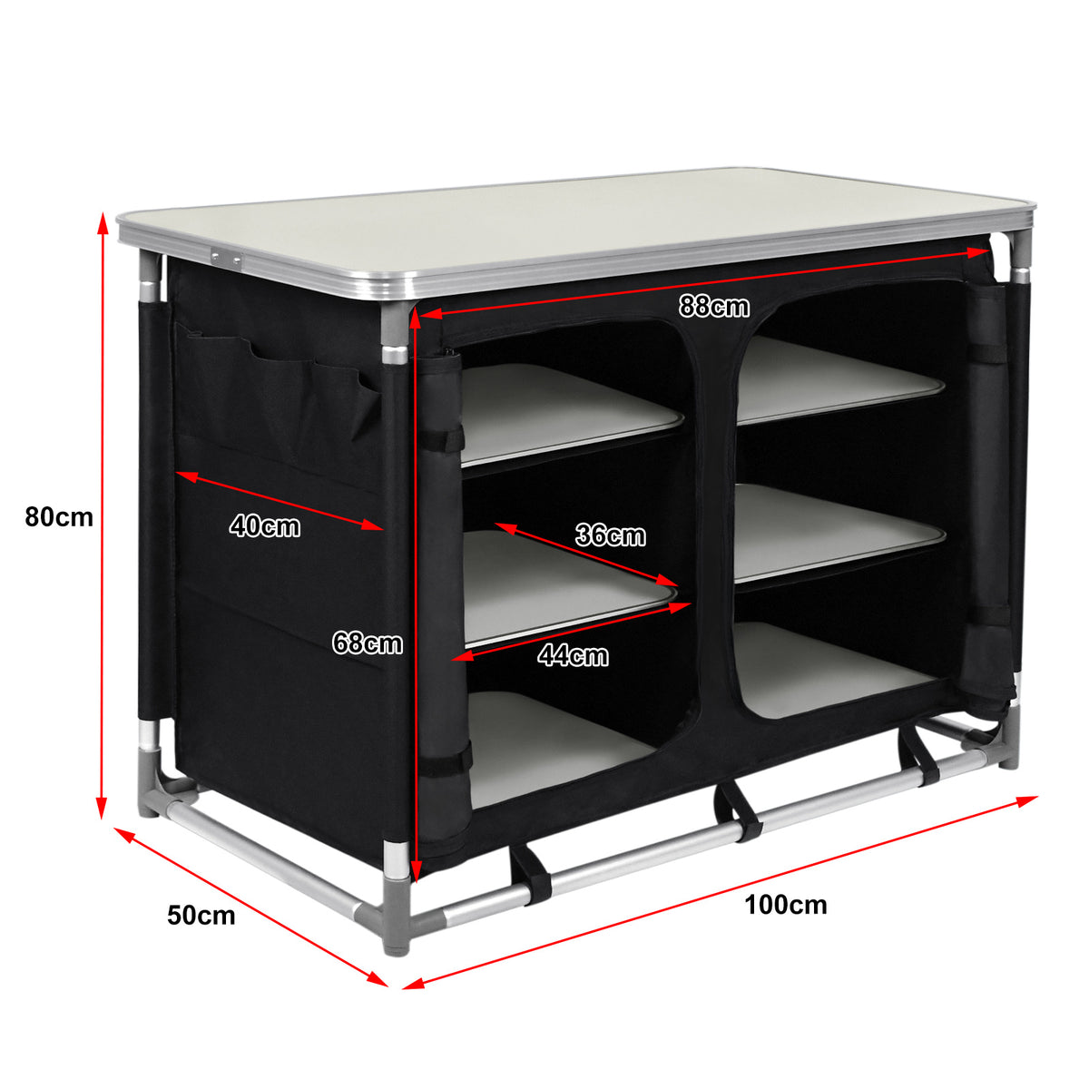 Cocina de Camping Plegable con Marco de Aluminio y Bolsa de Transporte, Gabinete Móvil para Exteriores, Cocina de Viaje, Caja de Cocina, Gabinete para Tienda de Campaña variant image - product view 15